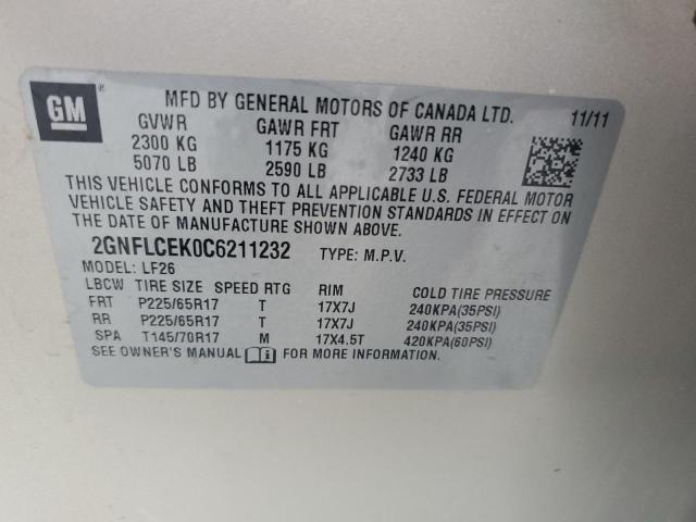 Photo 12 VIN: 2GNFLCEK0C6211232 - CHEVROLET EQUINOX LS 