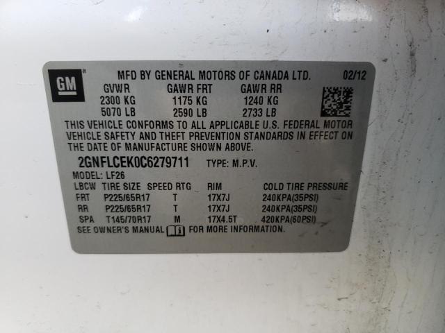 Photo 12 VIN: 2GNFLCEK0C6279711 - CHEVROLET EQUINOX LS 