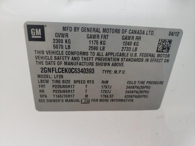 Photo 11 VIN: 2GNFLCEK0C6340393 - CHEVROLET EQUINOX 