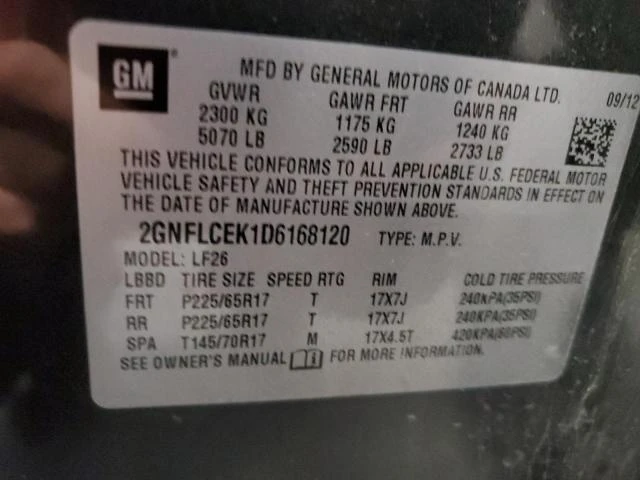 Photo 12 VIN: 2GNFLCEK1D6168120 - CHEVROLET EQUINOX LS 