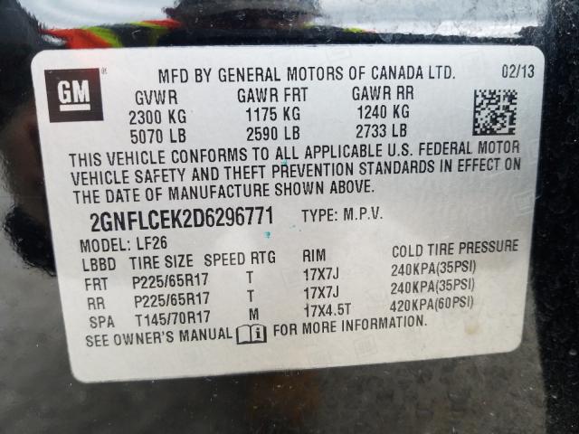 Photo 9 VIN: 2GNFLCEK2D6296771 - CHEVROLET EQUINOX LS 