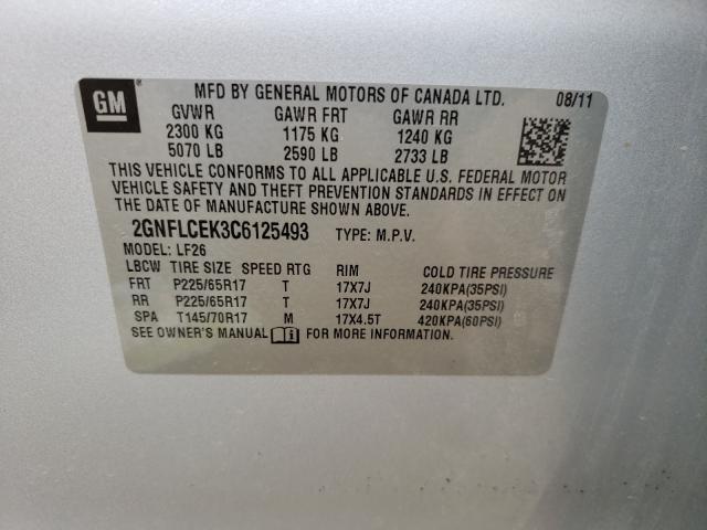 Photo 9 VIN: 2GNFLCEK3C6125493 - CHEVROLET EQUINOX LS 