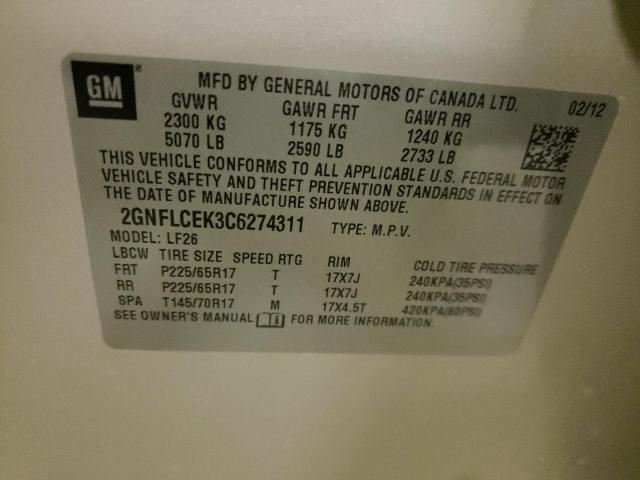 Photo 9 VIN: 2GNFLCEK3C6274311 - CHEVROLET EQUINOX LS 