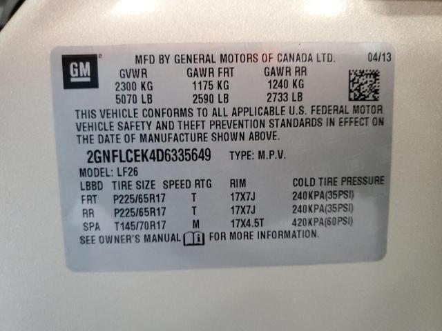 Photo 12 VIN: 2GNFLCEK4D6335649 - CHEVROLET EQUINOX LS 