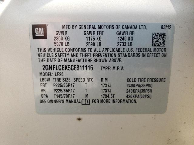 Photo 12 VIN: 2GNFLCEK5C6311116 - CHEVROLET EQUINOX LS 