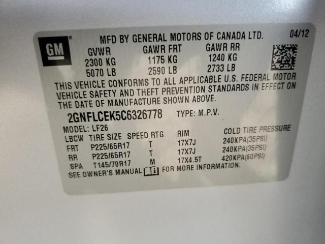 Photo 13 VIN: 2GNFLCEK5C6326778 - CHEVROLET EQUINOX 