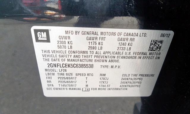 Photo 9 VIN: 2GNFLCEK5C6385538 - CHEVROLET EQUINOX 