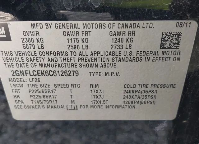 Photo 8 VIN: 2GNFLCEK6C6126279 - CHEVROLET EQUINOX 