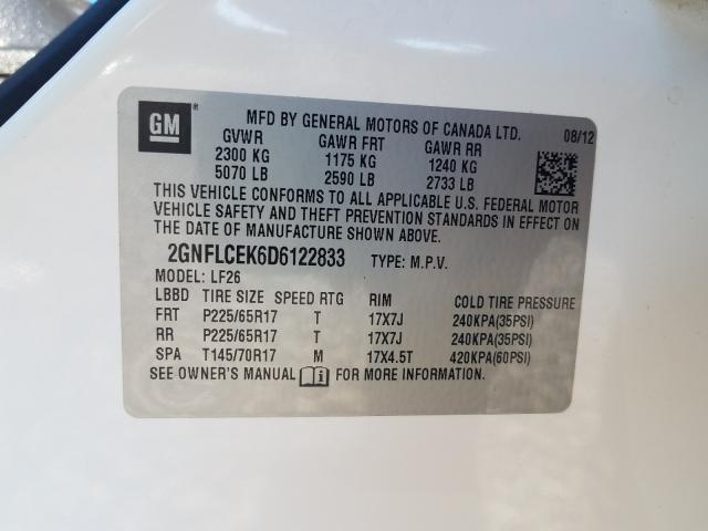 Photo 9 VIN: 2GNFLCEK6D6122833 - CHEVROLET EQUINOX LS 