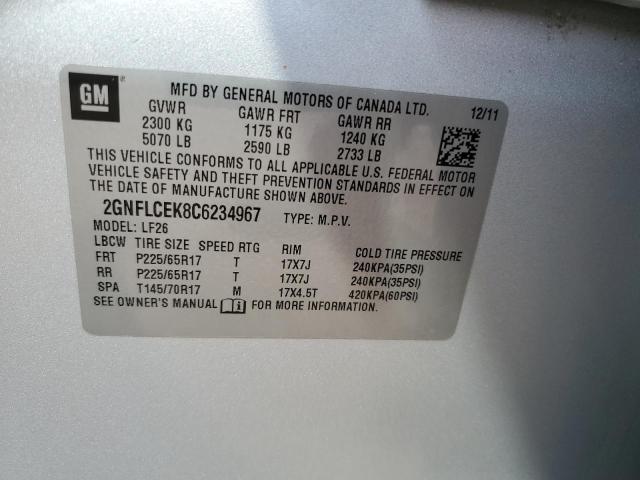 Photo 11 VIN: 2GNFLCEK8C6234967 - CHEVROLET EQUINOX LS 