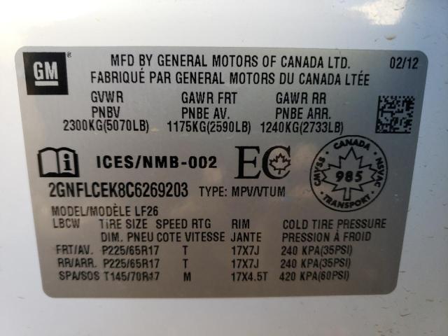 Photo 9 VIN: 2GNFLCEK8C6269203 - CHEVROLET EQUINOX LS 