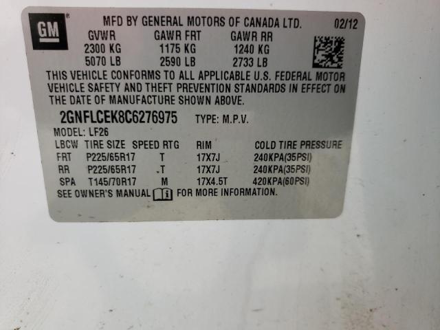 Photo 12 VIN: 2GNFLCEK8C6276975 - CHEVROLET EQUINOX LS 