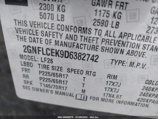 Photo 8 VIN: 2GNFLCEK9D6382742 - CHEVROLET EQUINOX 