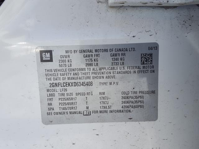 Photo 9 VIN: 2GNFLCEKXD6345408 - CHEVROLET EQUINOX LS 