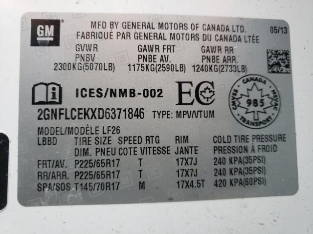 Photo 9 VIN: 2GNFLCEKXD6371846 - CHEVROLET EQUINOX LS 