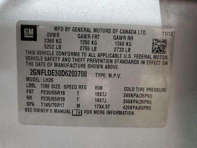 Photo 11 VIN: 2GNFLDE30D6203700 - CHEVROLET EQUINOX LT 