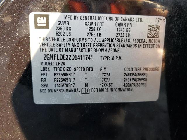 Photo 9 VIN: 2GNFLDE32D6411741 - CHEVROLET EQUINOX LT 