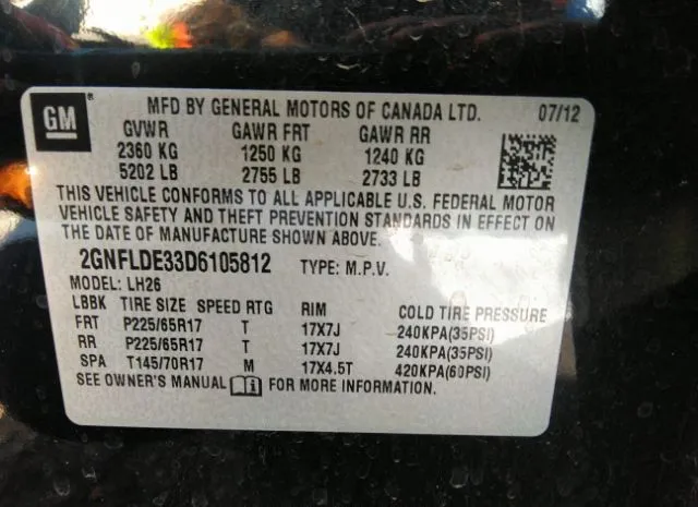 Photo 8 VIN: 2GNFLDE33D6105812 - CHEVROLET EQUINOX 