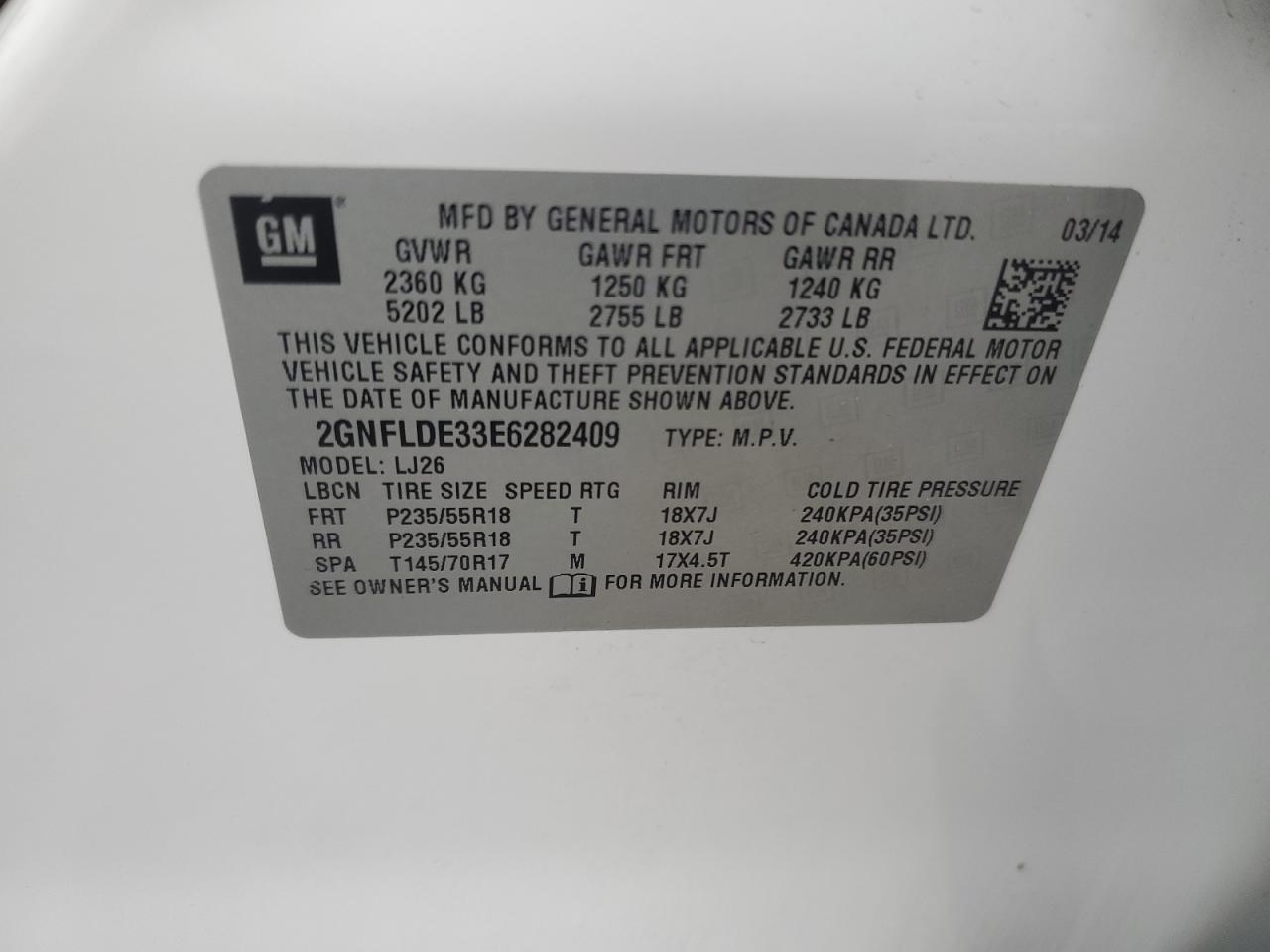 Photo 12 VIN: 2GNFLDE33E6282409 - CHEVROLET EQUINOX 