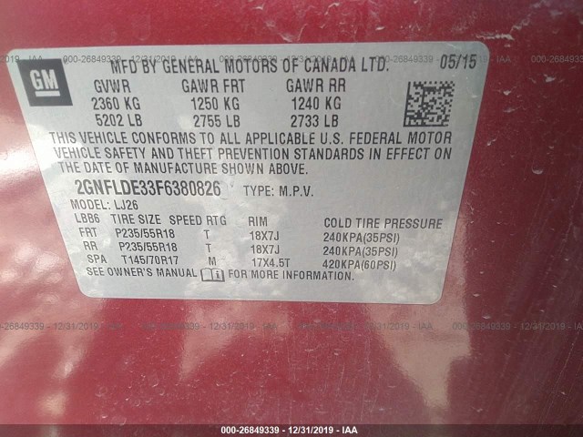 Photo 8 VIN: 2GNFLDE33F6380826 - CHEVROLET EQUINOX 