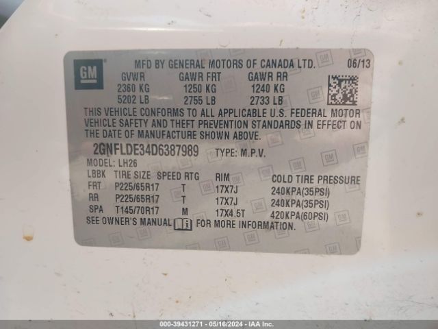 Photo 8 VIN: 2GNFLDE34D6387989 - CHEVROLET EQUINOX 