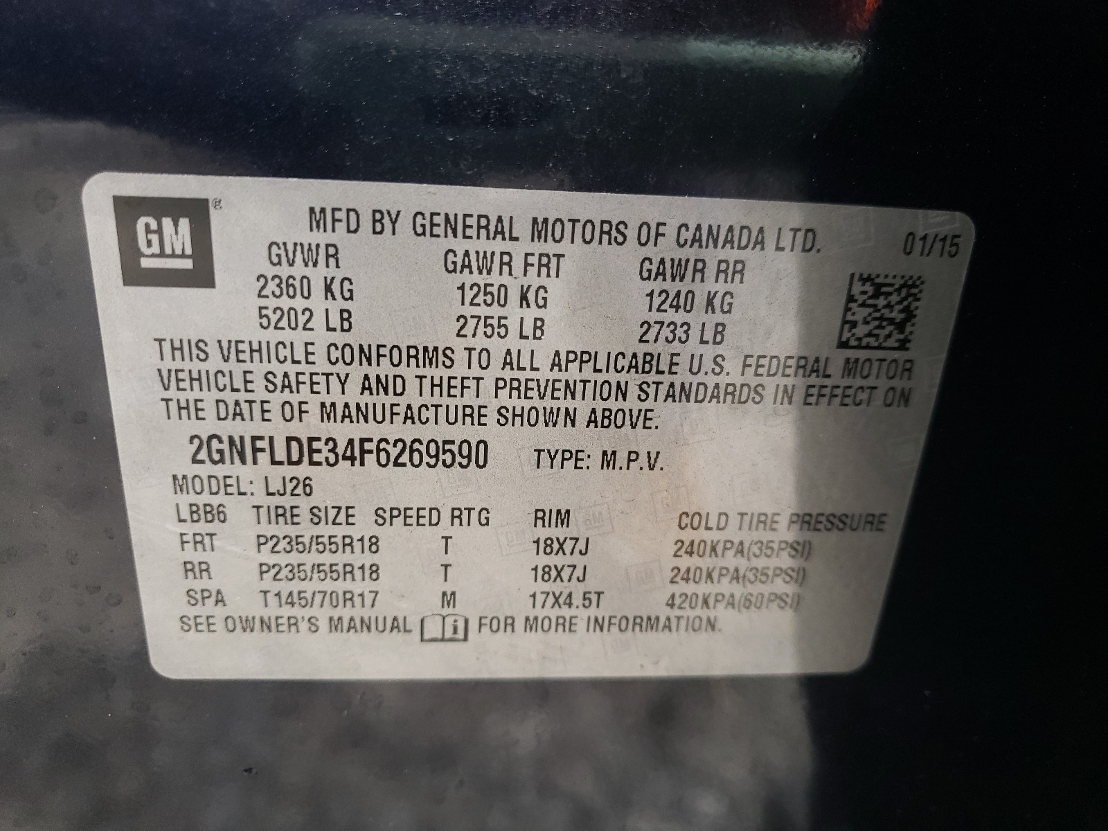 Photo 9 VIN: 2GNFLDE34F6269590 - CHEVROLET EQUINOX LT 