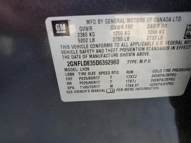 Photo 11 VIN: 2GNFLDE35D6392960 - CHEVROLET EQUINOX LT 