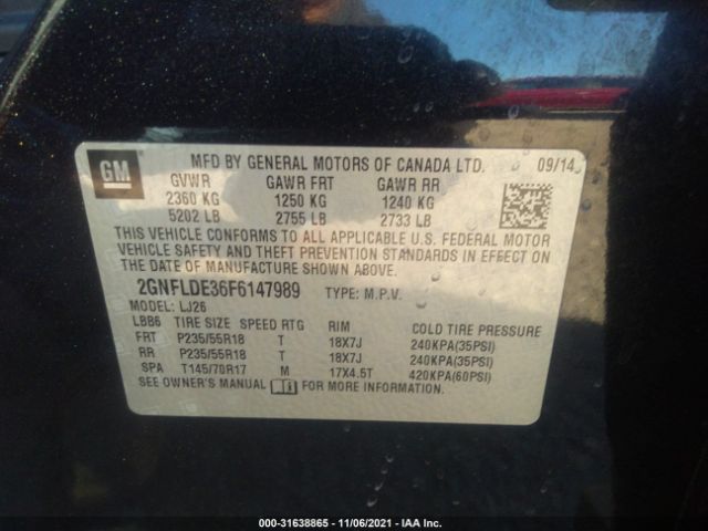 Photo 8 VIN: 2GNFLDE36F6147989 - CHEVROLET EQUINOX 