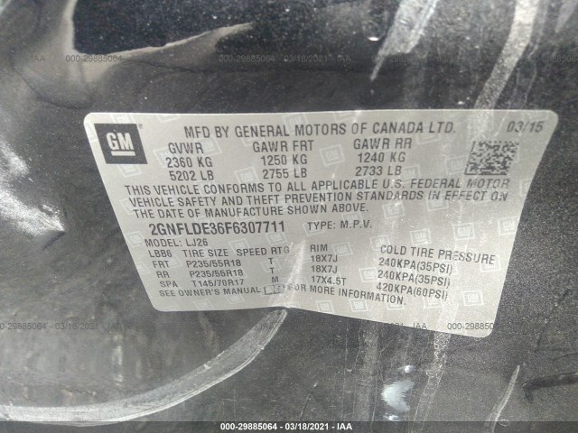 Photo 8 VIN: 2GNFLDE36F6307711 - CHEVROLET EQUINOX 