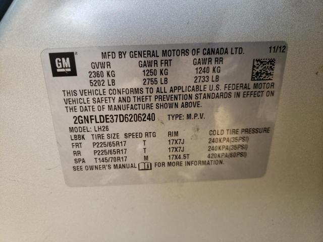 Photo 12 VIN: 2GNFLDE37D6206240 - CHEVROLET EQUINOX LT 