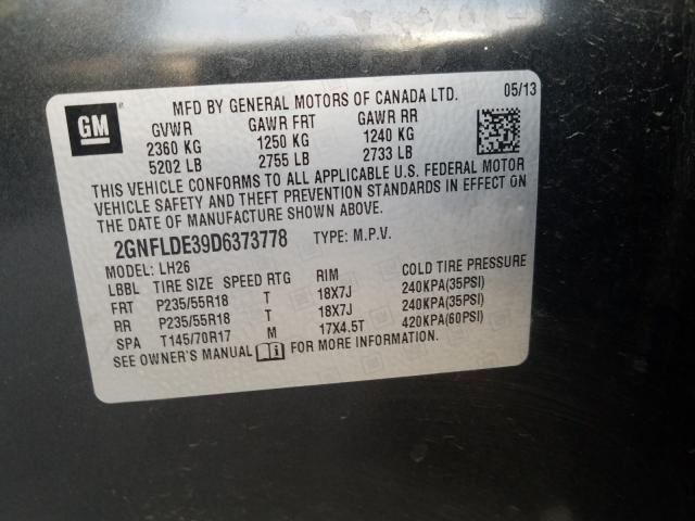 Photo 9 VIN: 2GNFLDE39D6373778 - CHEVROLET EQUINOX LT 