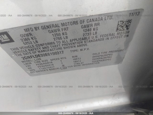 Photo 8 VIN: 2GNFLDE39E6190317 - CHEVROLET EQUINOX 