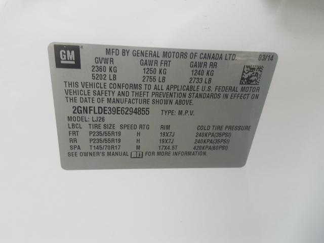 Photo 9 VIN: 2GNFLDE39E6294855 - CHEVROLET EQUINOX LT 