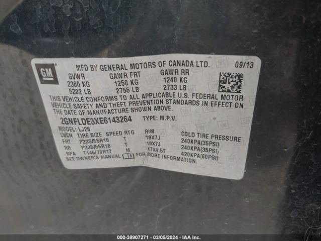 Photo 8 VIN: 2GNFLDE3XE6143264 - CHEVROLET EQUINOX 