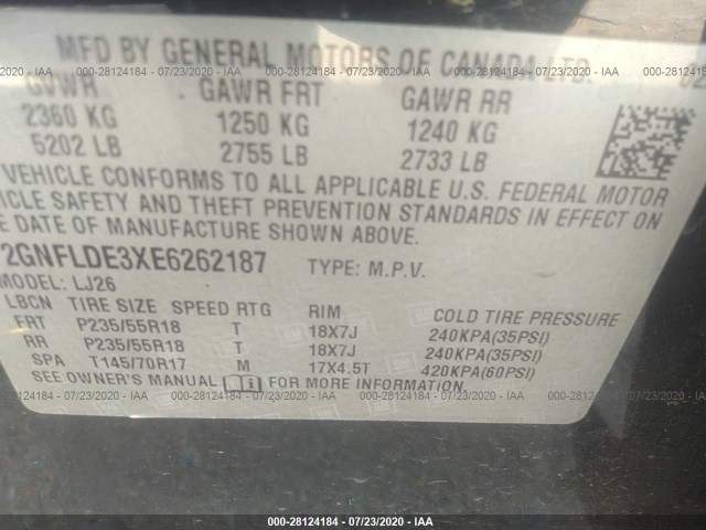 Photo 8 VIN: 2GNFLDE3XE6262187 - CHEVROLET EQUINOX 