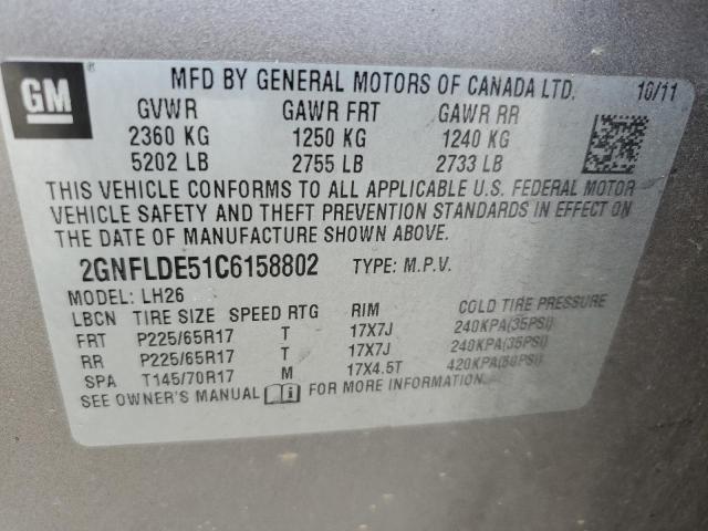 Photo 11 VIN: 2GNFLDE51C6158802 - CHEVROLET EQUINOX LT 