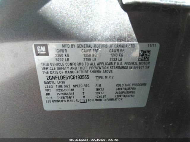 Photo 8 VIN: 2GNFLDE51C6193565 - CHEVROLET EQUINOX 