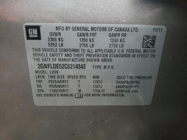 Photo 9 VIN: 2GNFLDE52C6214343 - CHEVROLET EQUINOX LT 