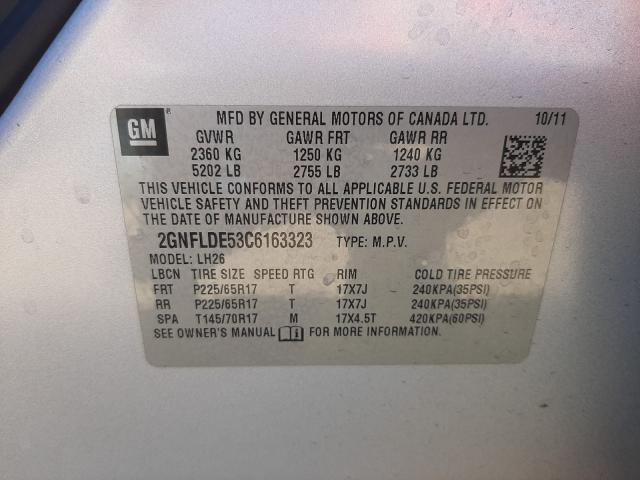 Photo 9 VIN: 2GNFLDE53C6163323 - CHEVROLET EQUINOX LT 