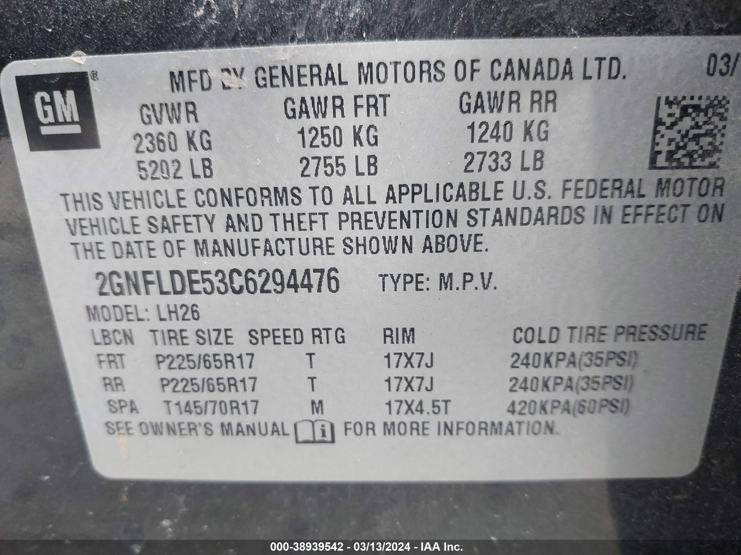 Photo 8 VIN: 2GNFLDE53C6294476 - CHEVROLET EQUINOX 