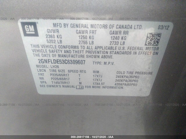 Photo 8 VIN: 2GNFLDE53C6309607 - CHEVROLET EQUINOX 