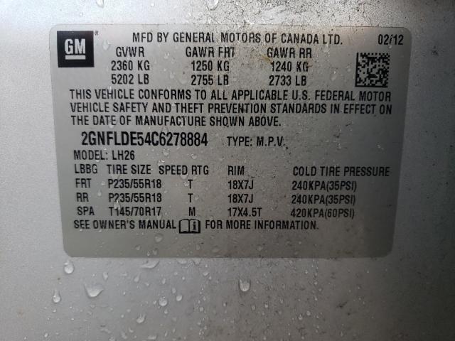 Photo 9 VIN: 2GNFLDE54C6278884 - CHEVROLET EQUINOX LT 