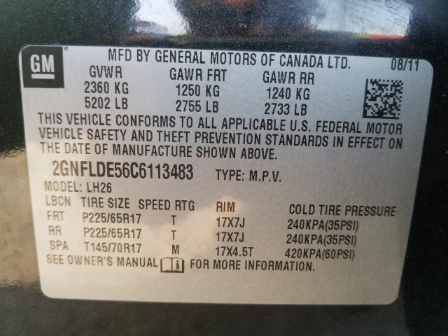 Photo 9 VIN: 2GNFLDE56C6113483 - CHEVROLET EQUINOX LT 