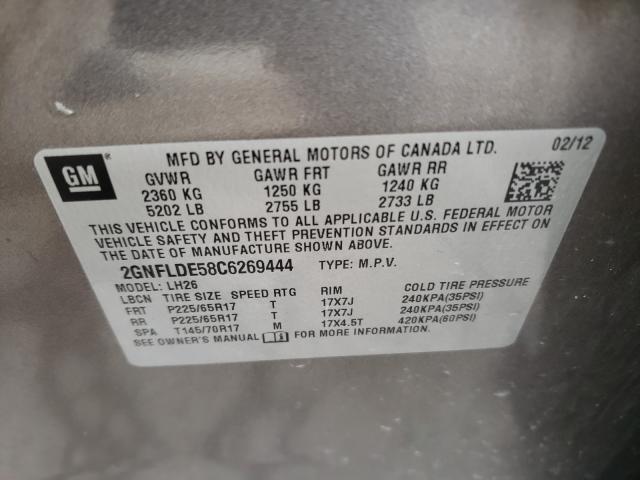 Photo 9 VIN: 2GNFLDE58C6269444 - CHEVROLET EQUINOX LT 