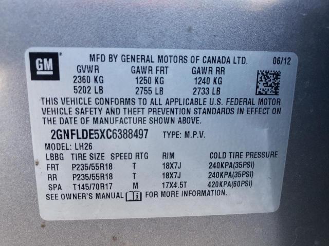 Photo 9 VIN: 2GNFLDE5XC6388497 - CHEVROLET EQUINOX LT 