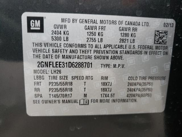 Photo 9 VIN: 2GNFLEE31D6288701 - CHEVROLET EQUINOX LT 