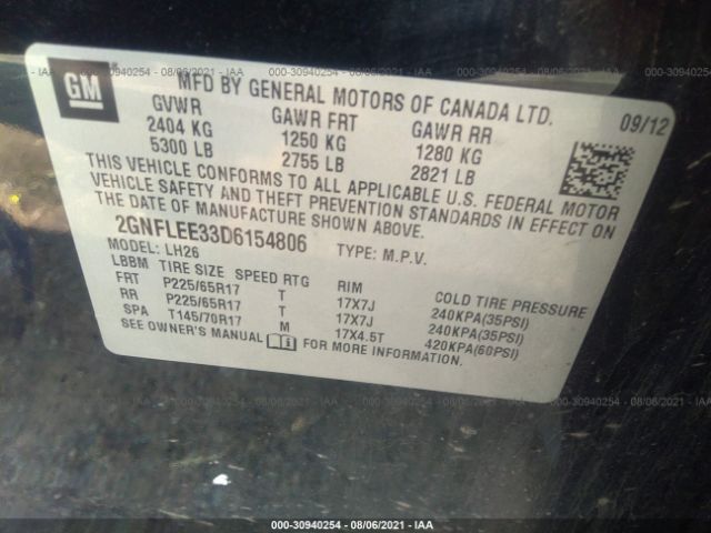 Photo 8 VIN: 2GNFLEE33D6154806 - CHEVROLET EQUINOX 