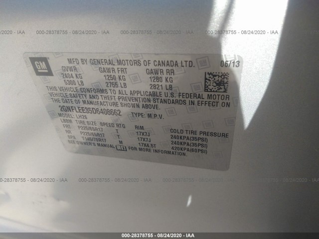 Photo 8 VIN: 2GNFLEE35D6408662 - CHEVROLET EQUINOX 