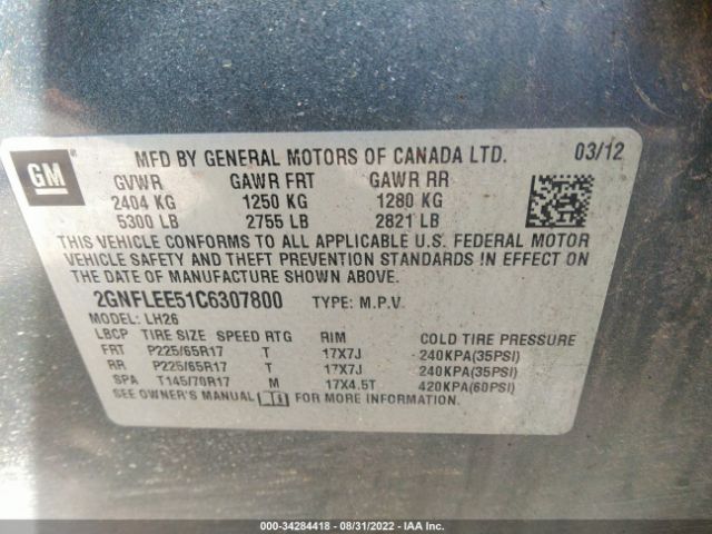 Photo 8 VIN: 2GNFLEE51C6307800 - CHEVROLET EQUINOX 