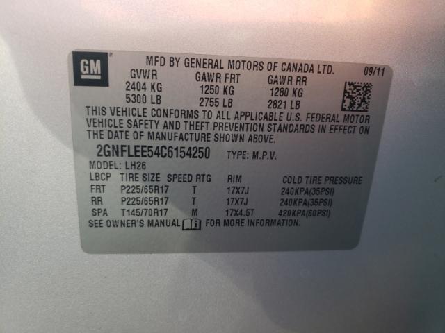 Photo 9 VIN: 2GNFLEE54C6154250 - CHEVROLET EQUINOX LT 